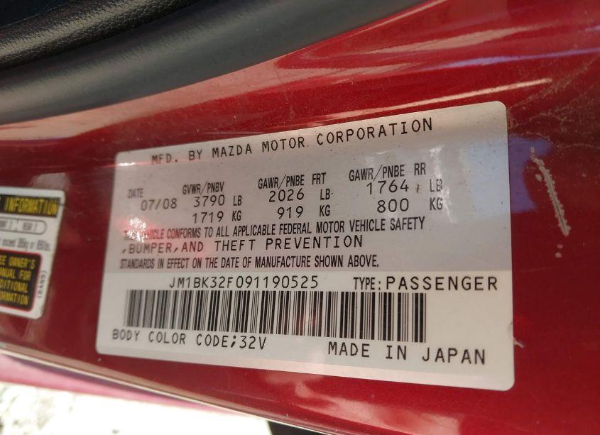 Photo 9 of 2009 Mazda Mazda3 I (VIN JM1BK32F091190525)