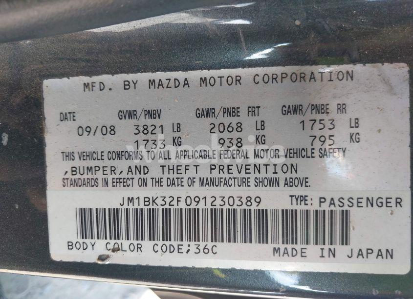 Photo 9 of 2009 Mazda Mazda3 I SPORT (VIN JM1BK32F091230389)