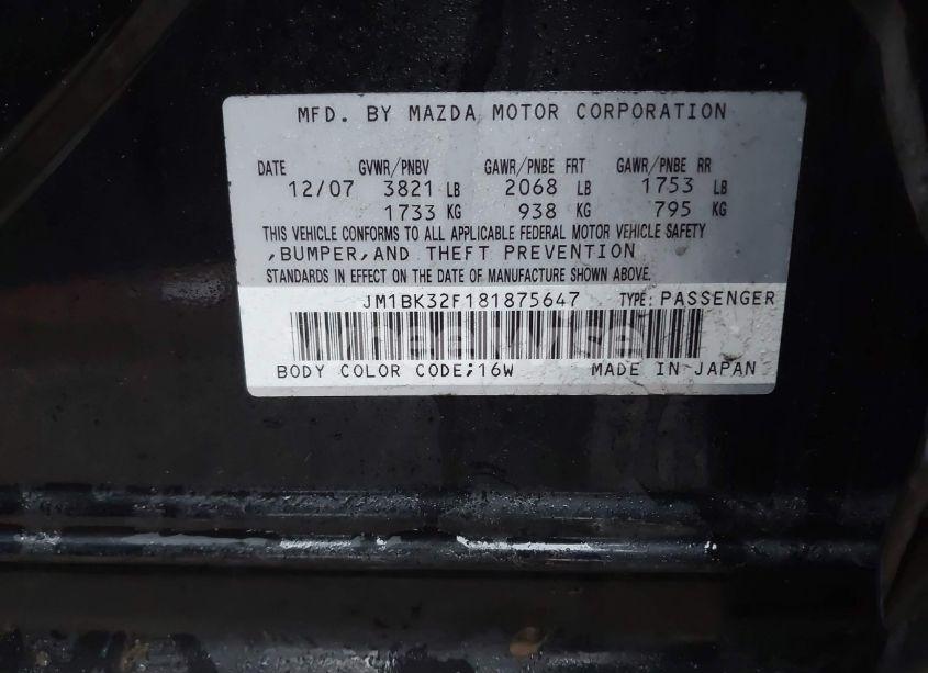 Photo 9 of 2008 Mazda Mazda3 I (VIN JM1BK32F181875647)