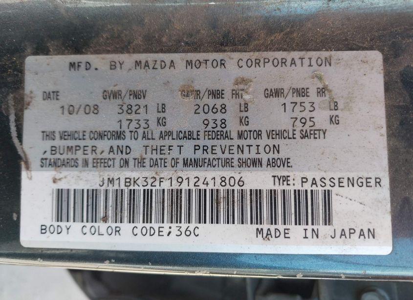 Photo 9 of 2009 Mazda Mazda3 I (VIN JM1BK32F191241806)