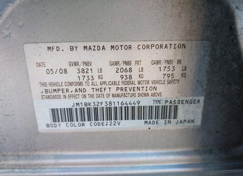 Photo 9 of 2008 Mazda Mazda3 I TOURING VALUE (VIN JM1BK32F381164449)