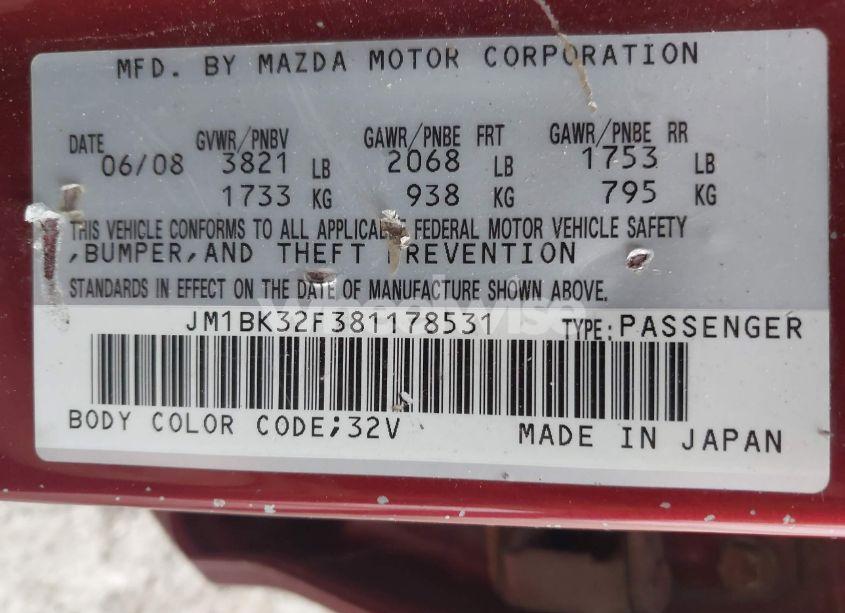 Photo 9 of 2008 Mazda Mazda3 I TOURING VALUE (VIN JM1BK32F381178531)