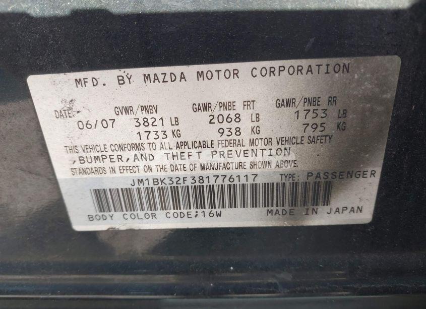 Photo 9 of 2008 Mazda Mazda3 I (VIN JM1BK32F381776117)