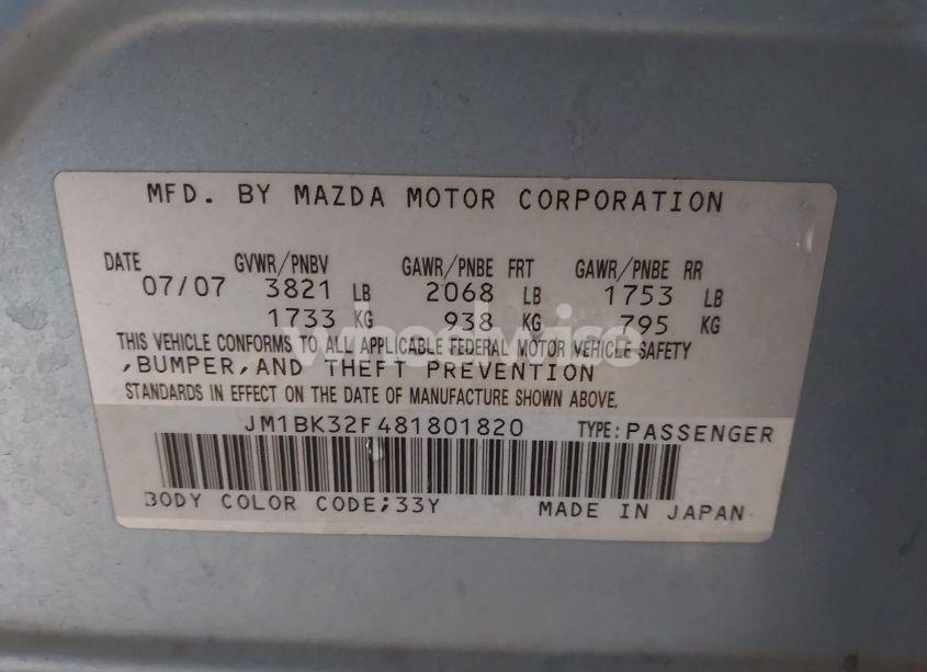 Photo 9 of 2008 Mazda Mazda3 I (VIN JM1BK32F481801820)