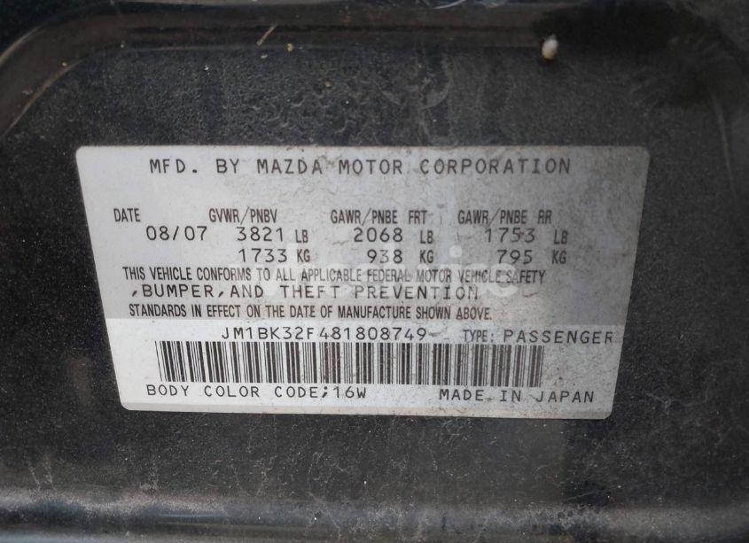 Photo 9 of 2008 Mazda Mazda3 I (VIN JM1BK32F481808749)