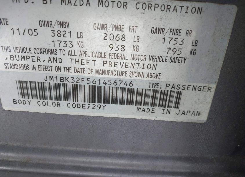 Photo 9 of 2006 Mazda Mazda3 I (VIN JM1BK32F561456746)