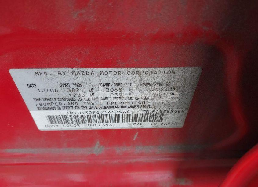 Photo 9 of 2007 Mazda Mazda3 I (VIN JM1BK32F571653966)