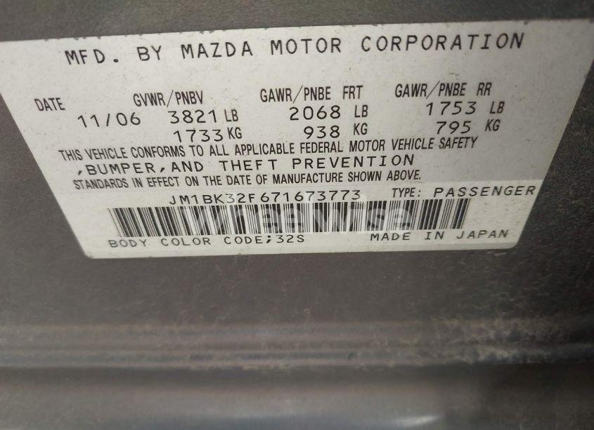 Photo 9 of 2007 Mazda Mazda3 I (VIN JM1BK32F671673773)