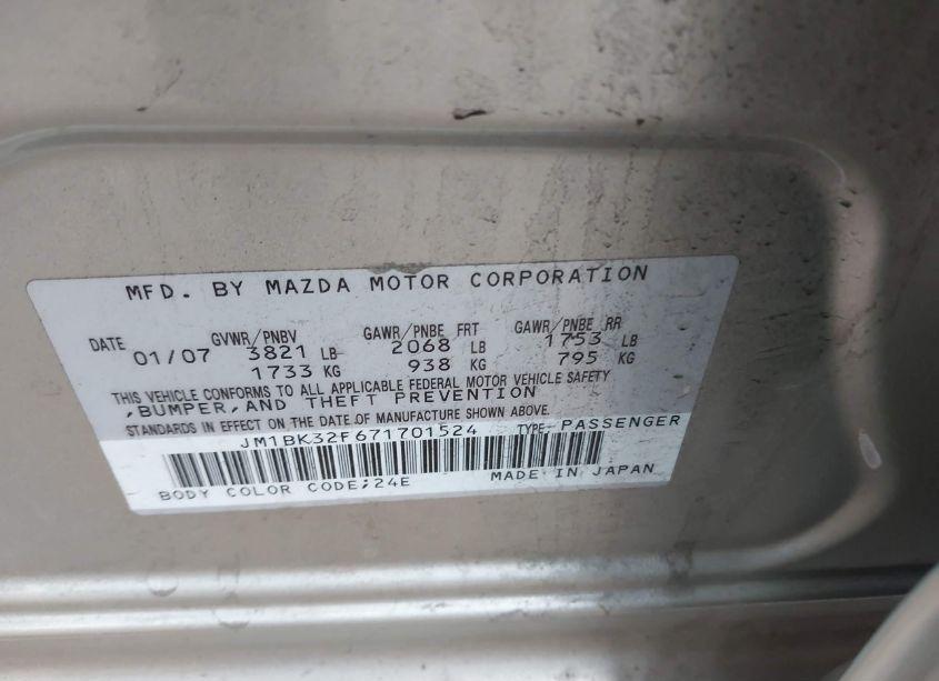 Photo 9 of 2007 Mazda Mazda3 I (VIN JM1BK32F671701524)