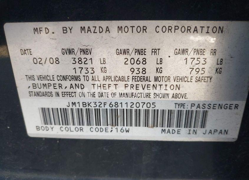 Photo 9 of 2008 Mazda Mazda3 I TOURING VALUE (VIN JM1BK32F681120705)