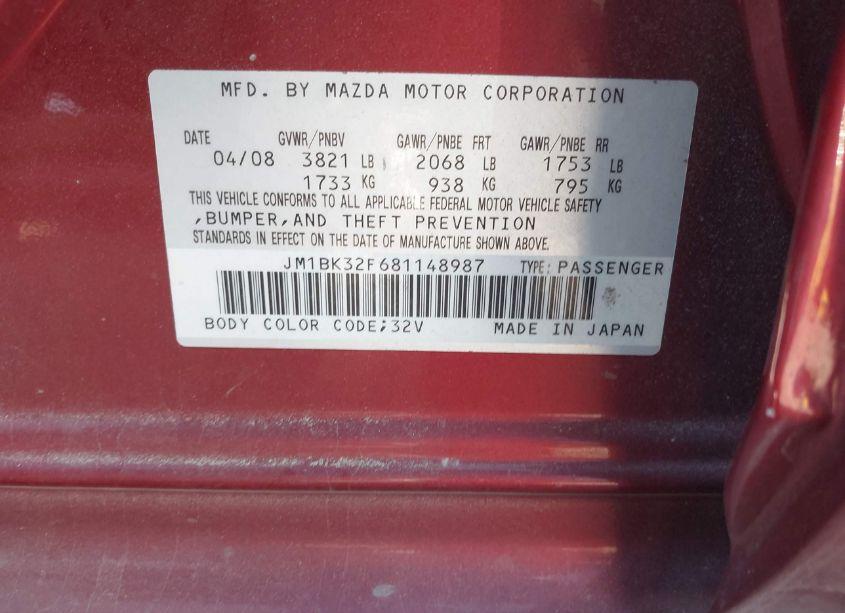 Photo 9 of 2008 Mazda Mazda3 I TOURING VALUE (VIN JM1BK32F681148987)