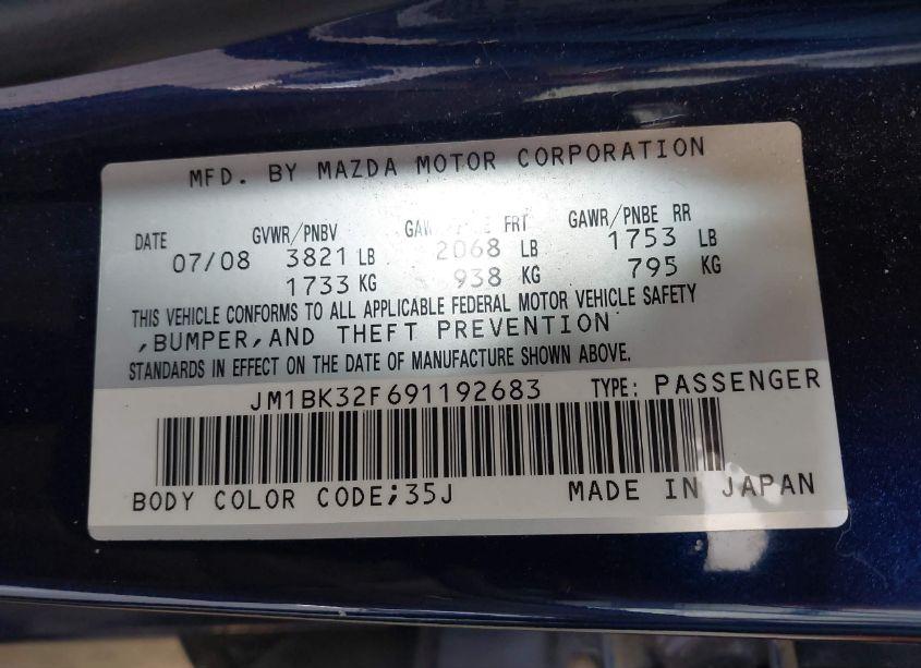 Photo 9 of 2009 Mazda Mazda3 I SPORT (VIN JM1BK32F691192683)