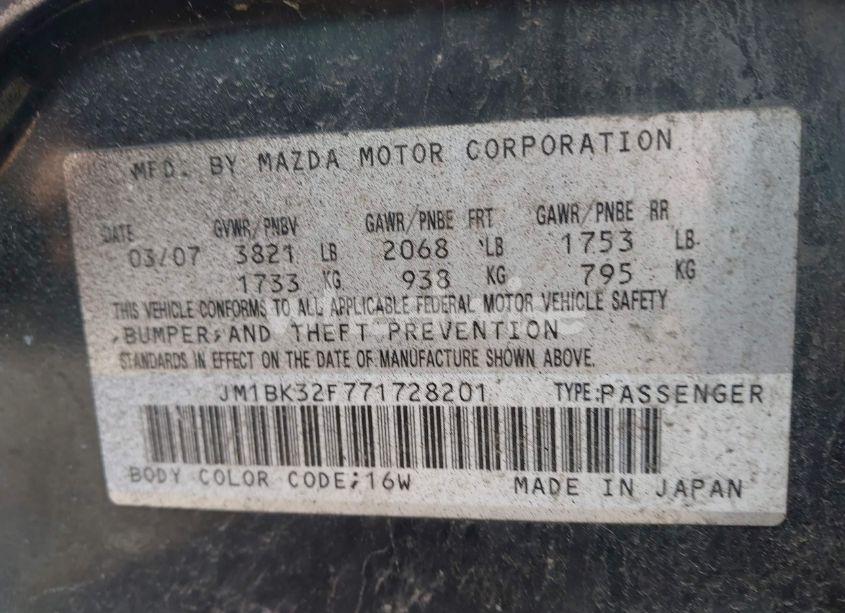 Photo 9 of 2007 Mazda Mazda3 I (VIN JM1BK32F771728201)