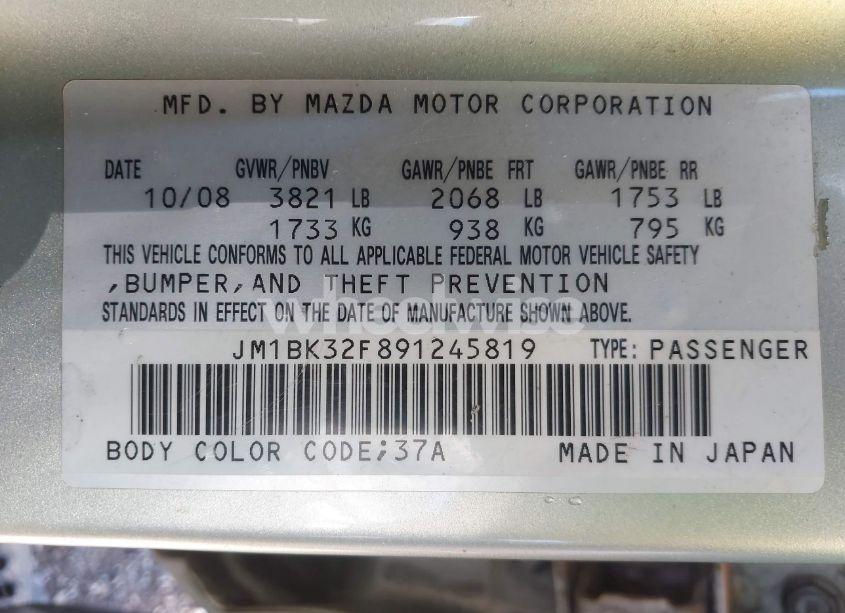 Photo 9 of 2009 Mazda Mazda3 I (VIN JM1BK32F891245819)