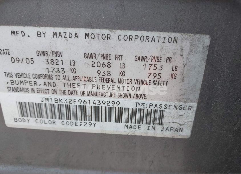 Photo 9 of 2006 Mazda Mazda3 I (VIN JM1BK32F961439299)