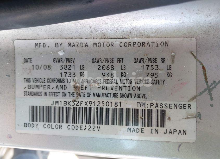 Photo 9 of 2009 Mazda Mazda3 I SPORT (VIN JM1BK32FX91250181)