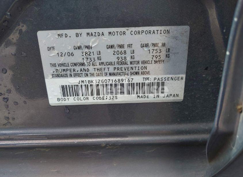 Photo 9 of 2007 Mazda Mazda3 I (VIN JM1BK32G071689167)
