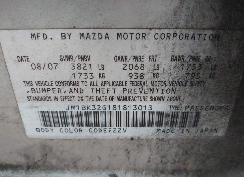 Photo 9 of 2008 Mazda Mazda3 I (VIN JM1BK32G181813013)