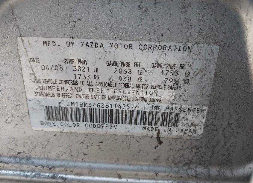 Photo 9 of 2008 Mazda Mazda3 I TOURING VALUE (VIN JM1BK32G281145576)