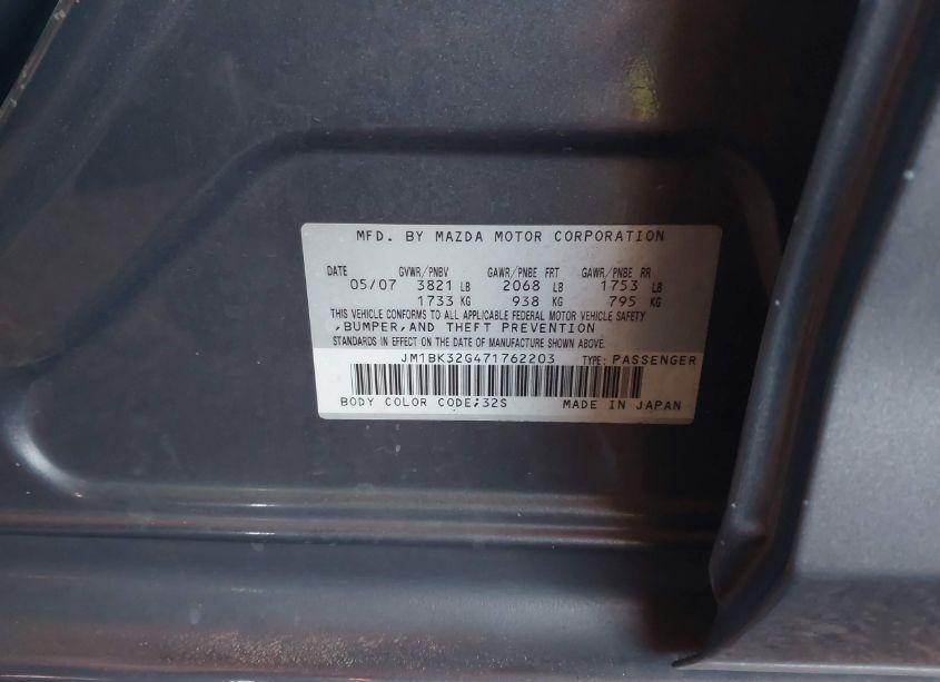 Photo 9 of 2007 Mazda Mazda3 I (VIN JM1BK32G471762203)