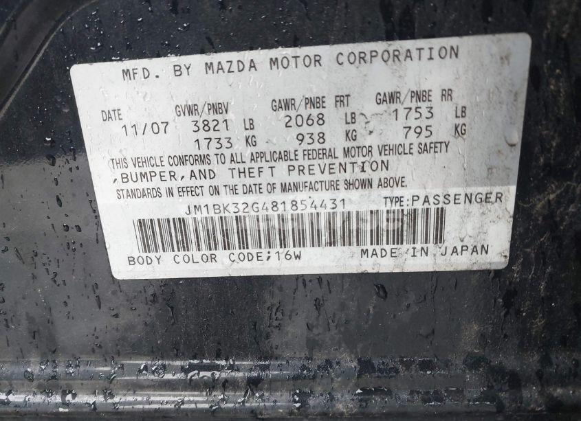 Photo 9 of 2008 Mazda Mazda3 I (VIN JM1BK32G481854431)