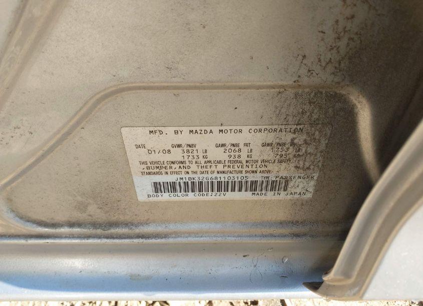 Photo 9 of 2008 Mazda Mazda3 I TOURING VALUE (VIN JM1BK32G681103105)