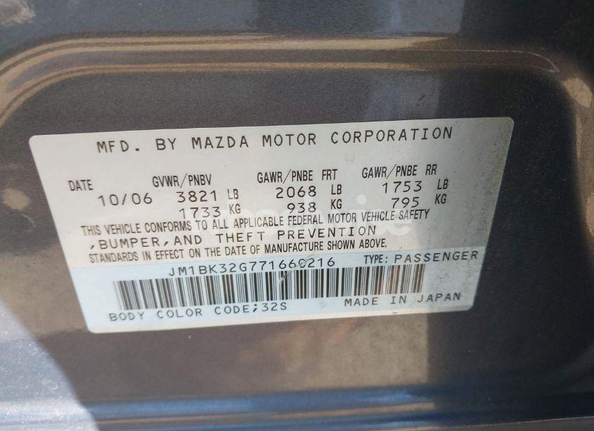 Photo 9 of 2007 Mazda Mazda3 I (VIN JM1BK32G771660216)