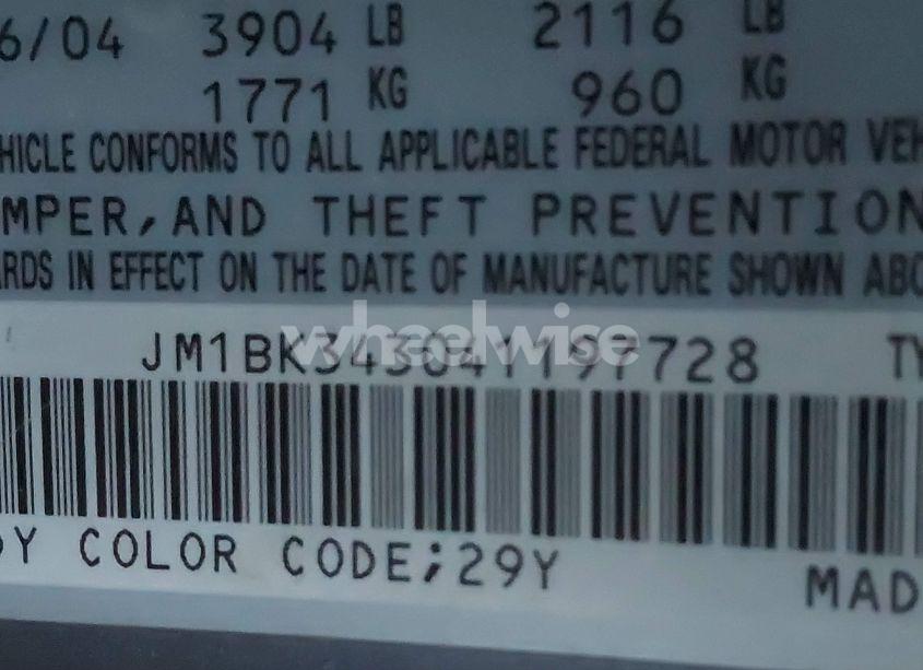 Photo 9 of 2004 Mazda Mazda3 S (VIN JM1BK343041197728)