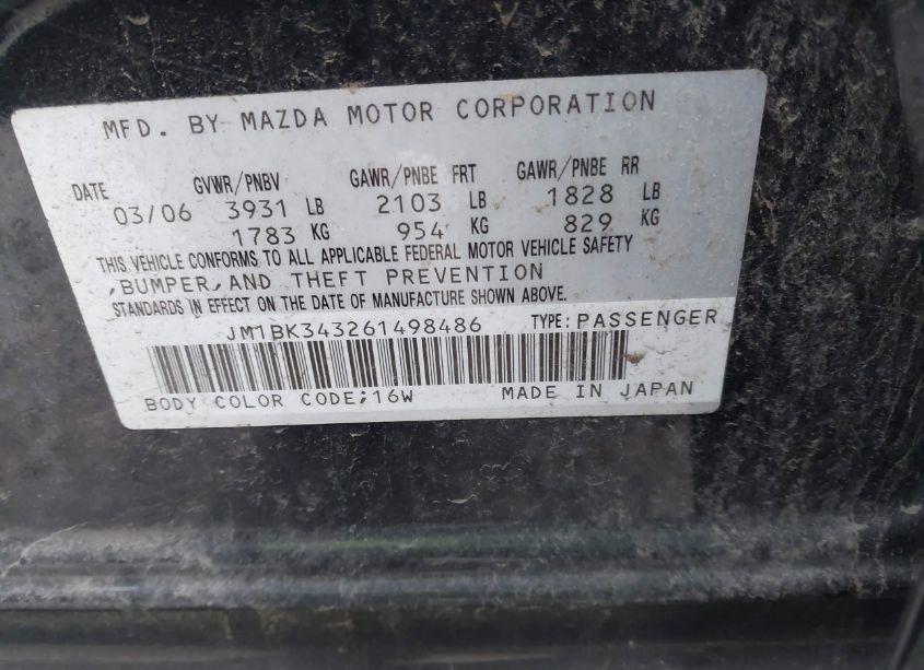 Photo 9 of 2006 Mazda Mazda3 S TOURING (VIN JM1BK343261498486)