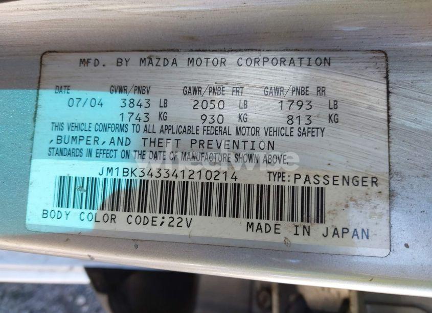 Photo 9 of 2004 Mazda Mazda3 S (VIN JM1BK343341210214)