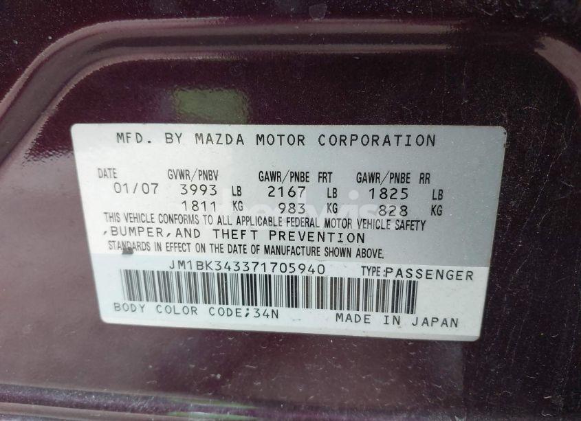 Photo 9 of 2007 Mazda Mazda3 S TOURING (VIN JM1BK343371705940)