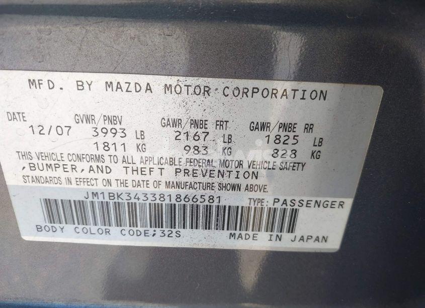 Photo 9 of 2008 Mazda Mazda3 S SPORT (VIN JM1BK343381866581)