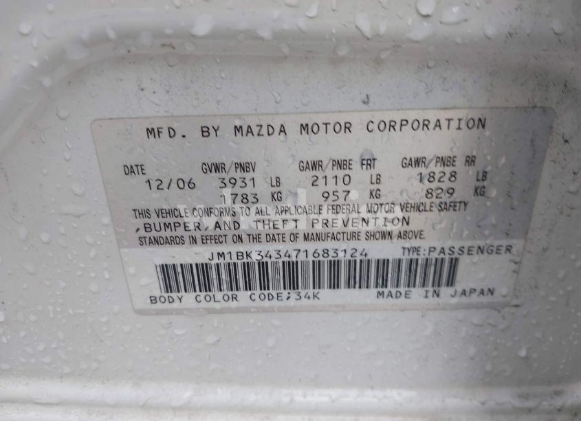 Photo 9 of 2007 Mazda Mazda3 S TOURING (VIN JM1BK343471683124)