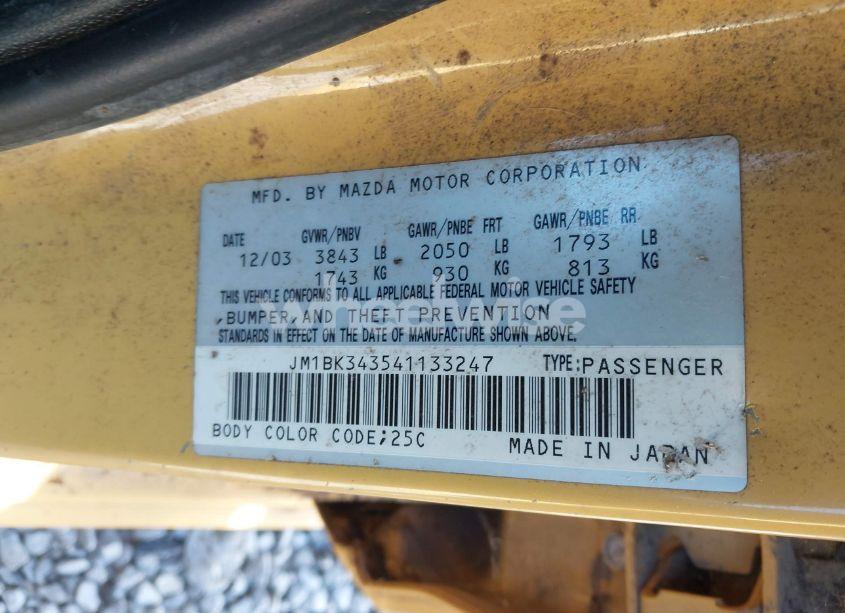 Photo 9 of 2004 Mazda Mazda3 S (VIN JM1BK343541133247)