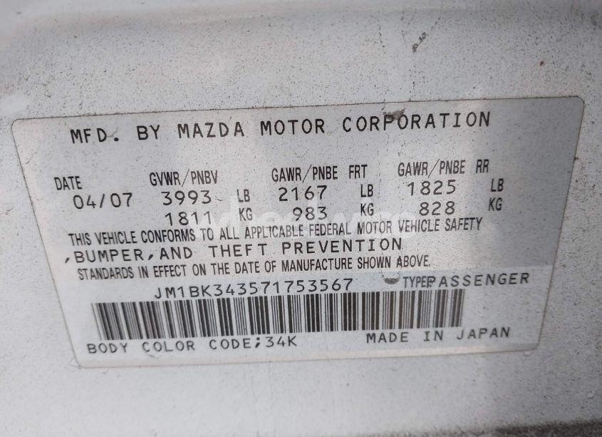 Photo 9 of 2007 Mazda Mazda3 S TOURING (VIN JM1BK343571753567)