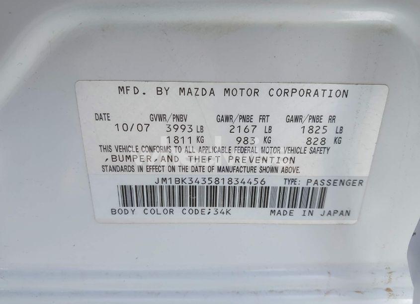 Photo 9 of 2008 Mazda Mazda3 S SPORT (VIN JM1BK343581834456)