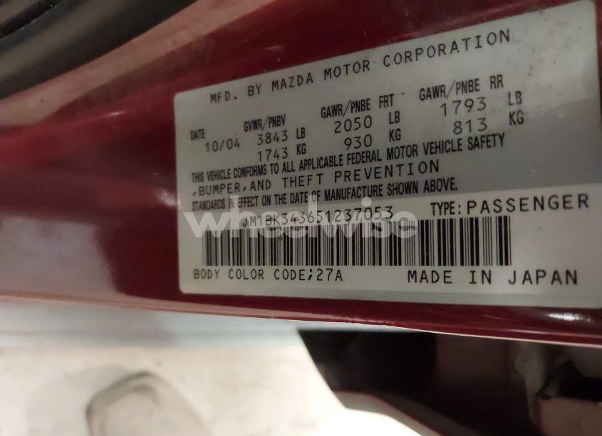 Photo 9 of 2005 Mazda Mazda3 S (VIN JM1BK343651237053)