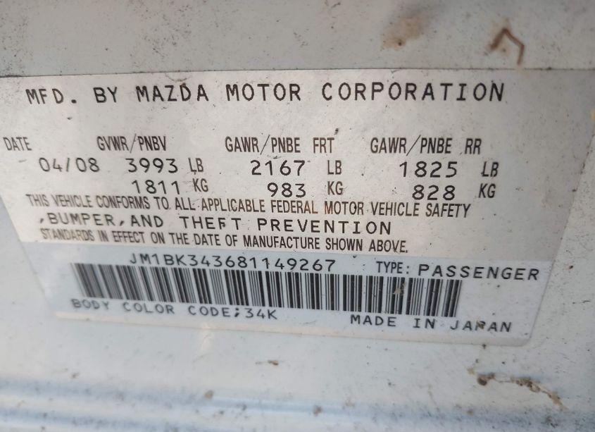 Photo 9 of 2008 Mazda Mazda3 S GRAND TOURING (VIN JM1BK343681149267)