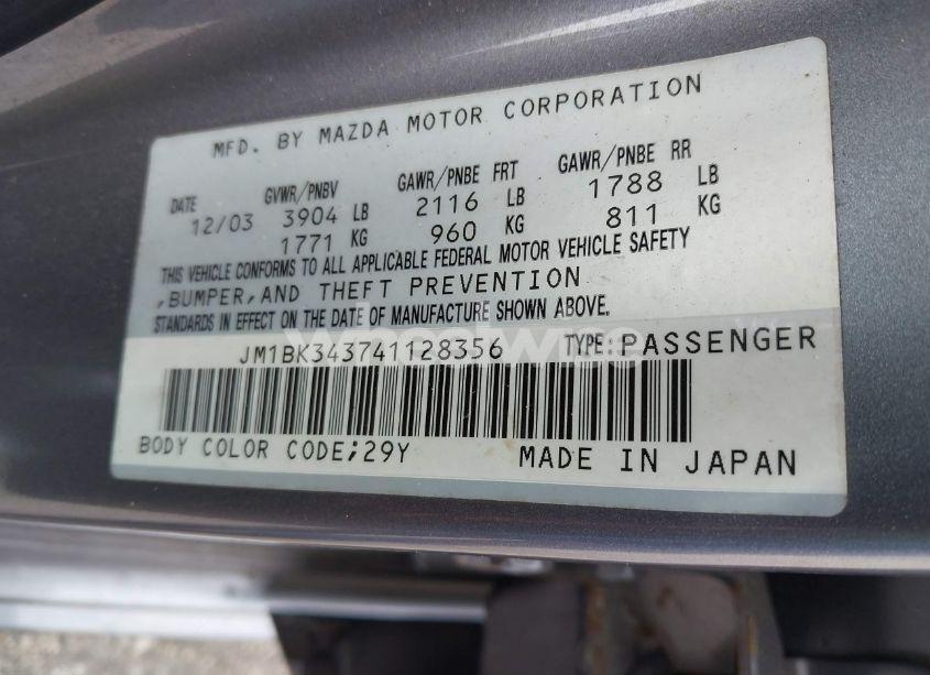 Photo 9 of 2004 Mazda Mazda3 S (VIN JM1BK343741128356)