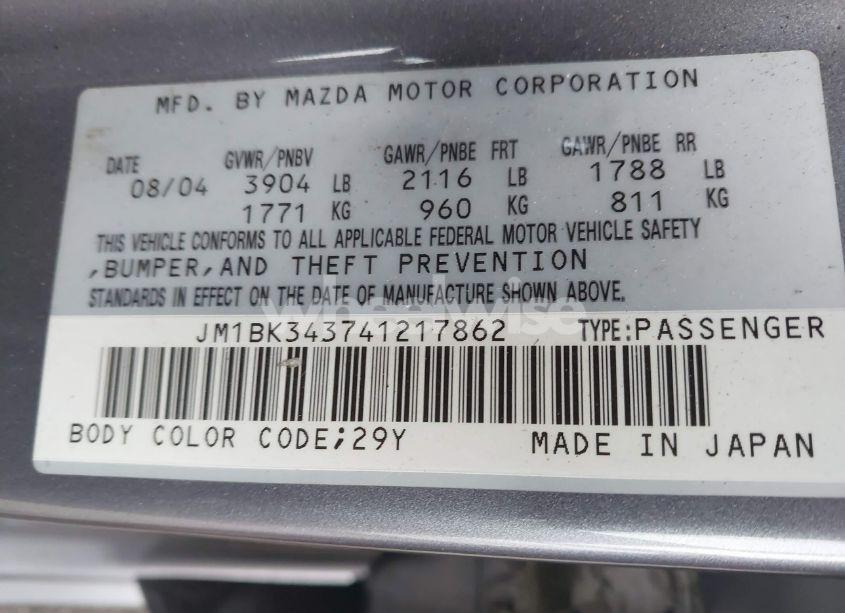 Photo 9 of 2004 Mazda Mazda3 S (VIN JM1BK343741217862)