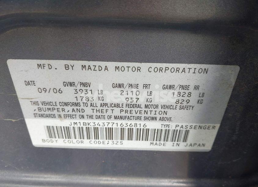 Photo 9 of 2007 Mazda Mazda3 S GRAND TOURING (VIN JM1BK343771636816)