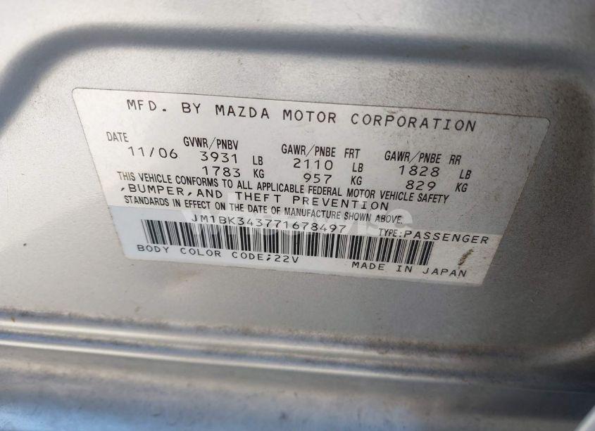 Photo 9 of 2007 Mazda Mazda3 S TOURING (VIN JM1BK343771678497)