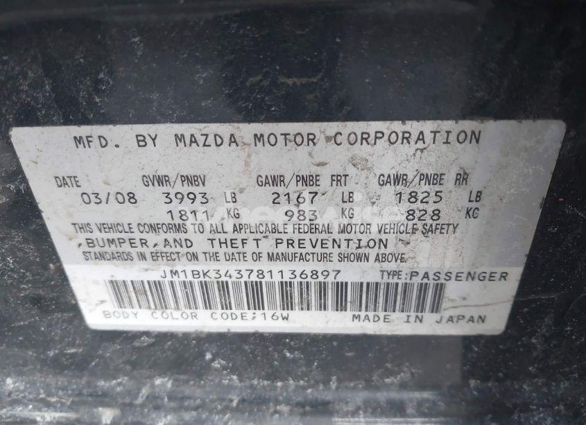 Photo 9 of 2008 Mazda Mazda3 S TOURING (VIN JM1BK343781136897)