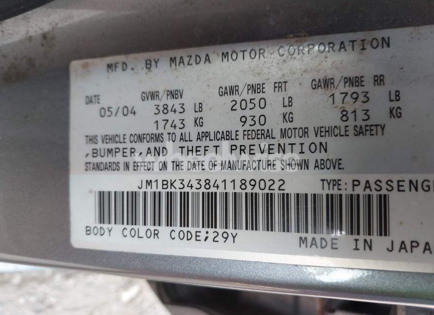 Photo 9 of 2004 Mazda Mazda3 S (VIN JM1BK343841189022)