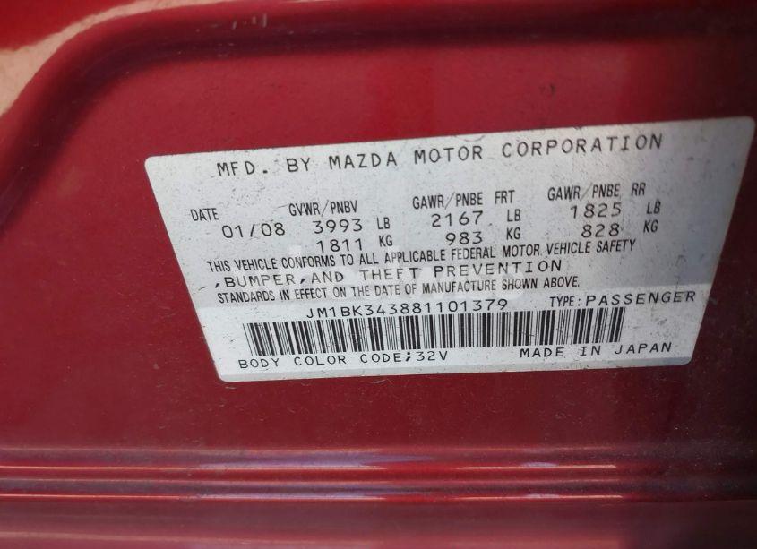 Photo 9 of 2008 Mazda Mazda3 S SPORT (VIN JM1BK343881101379)