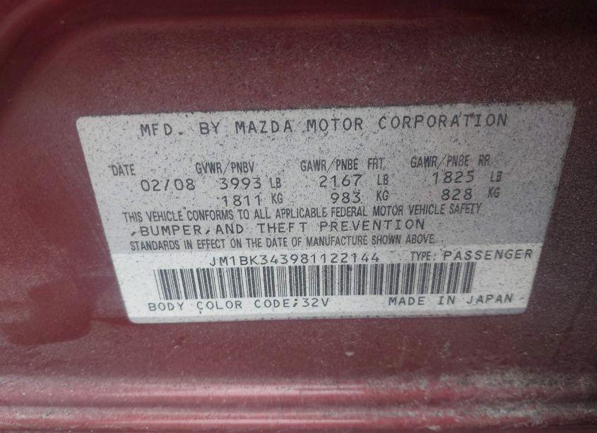 Photo 9 of 2008 Mazda Mazda3 S SPORT (VIN JM1BK343981122144)