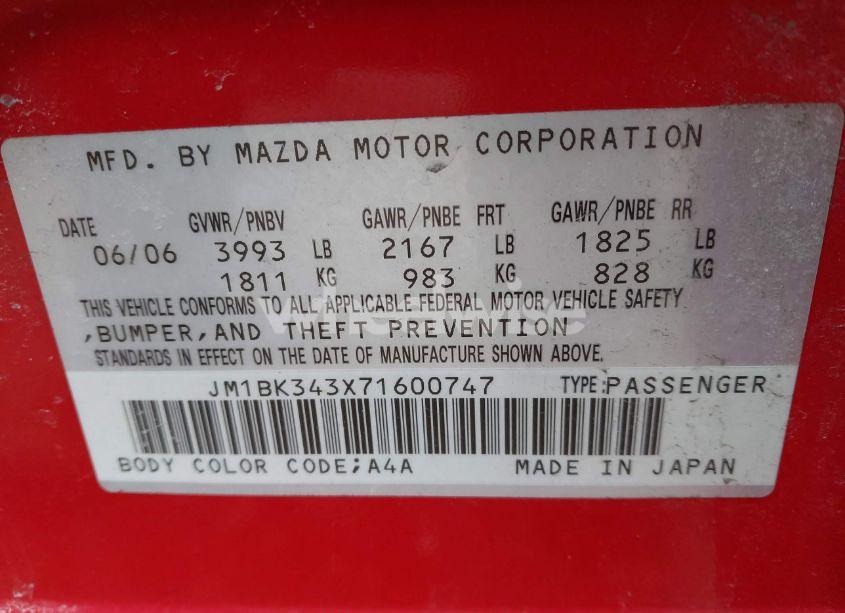 Photo 9 of 2007 Mazda Mazda3 S TOURING (VIN JM1BK343X71600747)