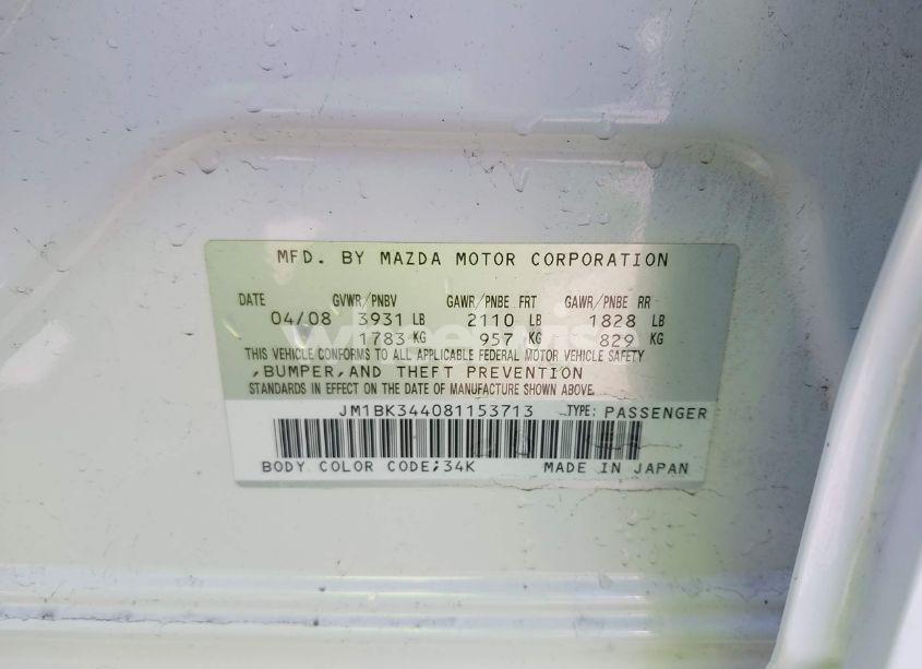 Photo 9 of 2008 Mazda Mazda3 S SPORT (VIN JM1BK344081153713)