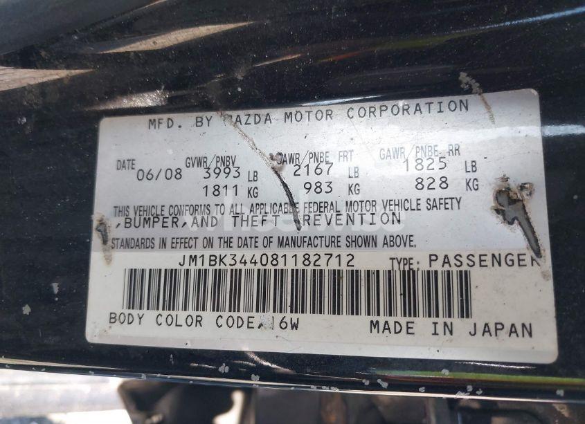 Photo 9 of 2008 Mazda Mazda3 S TOURING (VIN JM1BK344081182712)
