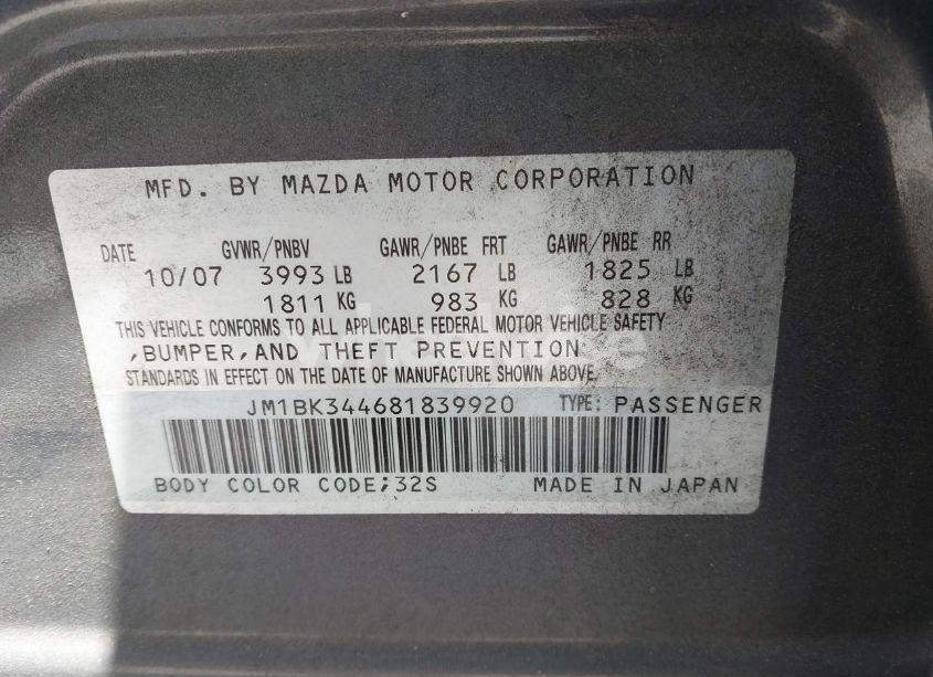 Photo 9 of 2008 Mazda Mazda3 S GRAND TOURING (VIN JM1BK344681839920)